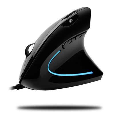 Adesso iMouse E1 Vertical Ergonomic USB Mouse – 1600 DPI Illuminated Optical Wired Mouse with 6 Buttons for Right-Handed Users
