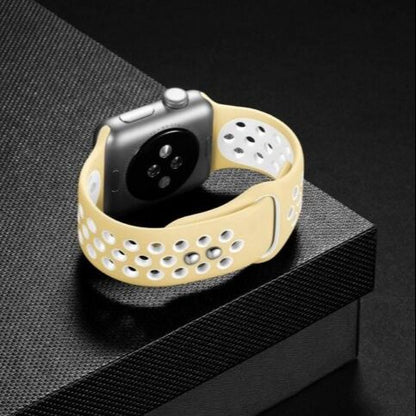 new fashion color full I Watch Band Breathable Silicone Sport Strap For 42mm 44mm 45mm 49mm Yellow / Whitel