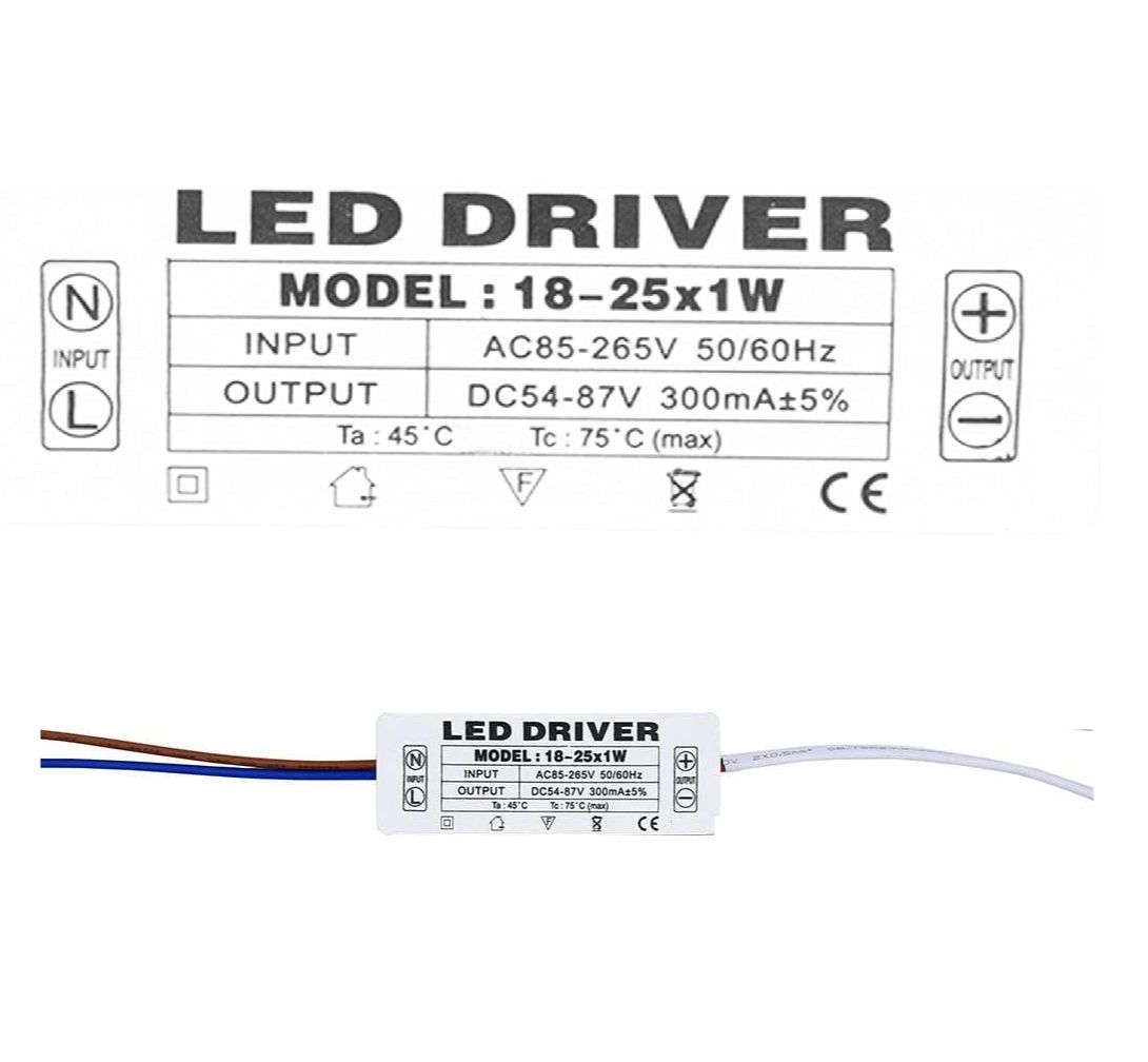 Lighting Driver LED Power Driver ABS 18-25x1W Constant Current 300mA LED Driver Transformer AC 85-265V to 54-87V DC