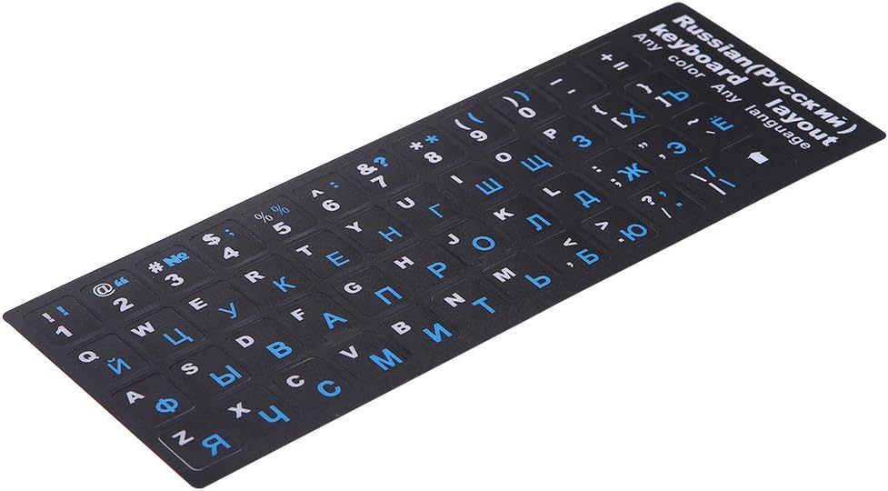 PCS Russian Keyboard Stickers with Non-Transparent Black Background & White Letters for PC/Computer/Laptop