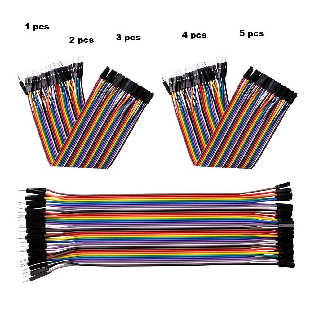30cm Multicolored Jumper Wires Male to Female Kit – Breadboard Dupont Ribbon Cable Set for Arduino, Raspberry Pi & DIY Electronics Projects