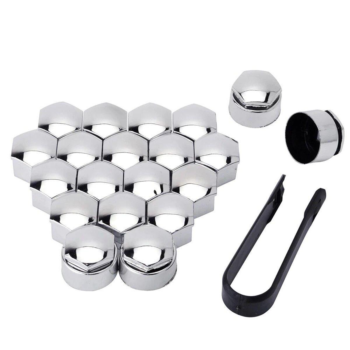 Caps for wheel bolts 17 mm  16pcswith a lock (nickel plated)