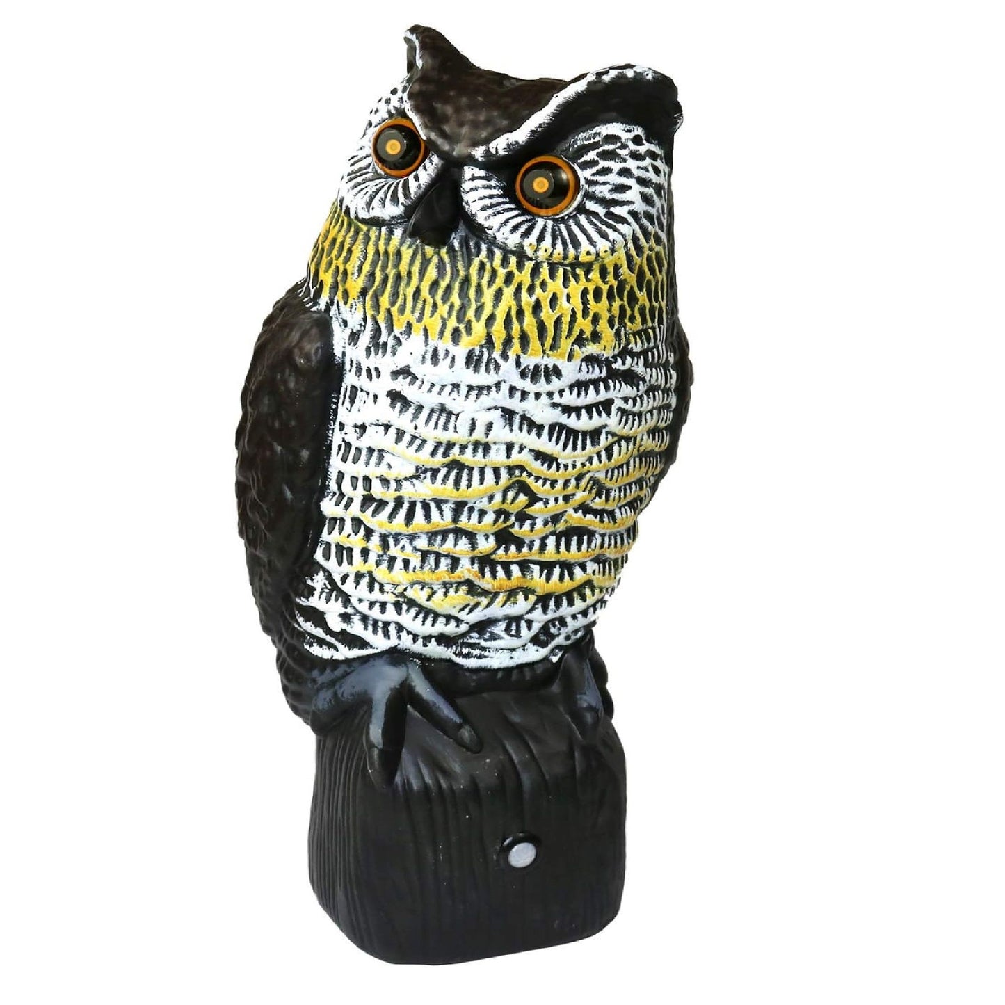 Hooting Owl Decoy 16" Solar Motion Sensor– Solar Powered Bird Deterrent with Sound & Red LED Eyes, Motion Activated Fake Owl for Garden Pest Control