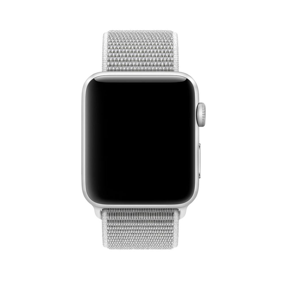 Woven Nylon Sport Loop Replacment Band Strap for Ap-ple Watch 42mm/44mm iWatch SE, Series 6/5/4/3/2/1 (Gray Milk White) Smart Watch Strap  (Silver Milk white) hi Quality