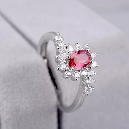 European and American popular zircon inlaid royal Stone 925 silver-plated white gold ring simple and generous oval center Long Life Coating Premium Quality Ring Best For Gift and Self Use