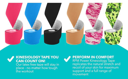 Red Kinesiology Tape Classic – Latex-Free Sports Tape for Muscle Support, Joint Stability & Athletic Recovery