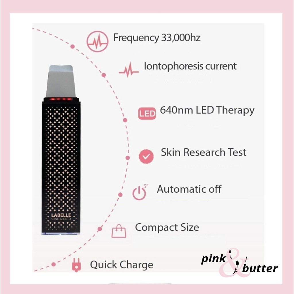 LABELLE SONIC IONTO L6 175g Ultrasonic Skin Scrubber Exfoliate Dead Skin Sells Control Sebums Black Heads