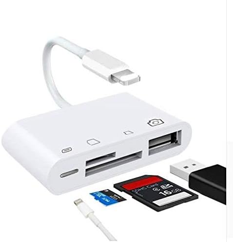 4-in-1 iPhone, iPad Lightning to TF SD Card USB Camera Adapter Nk108L White