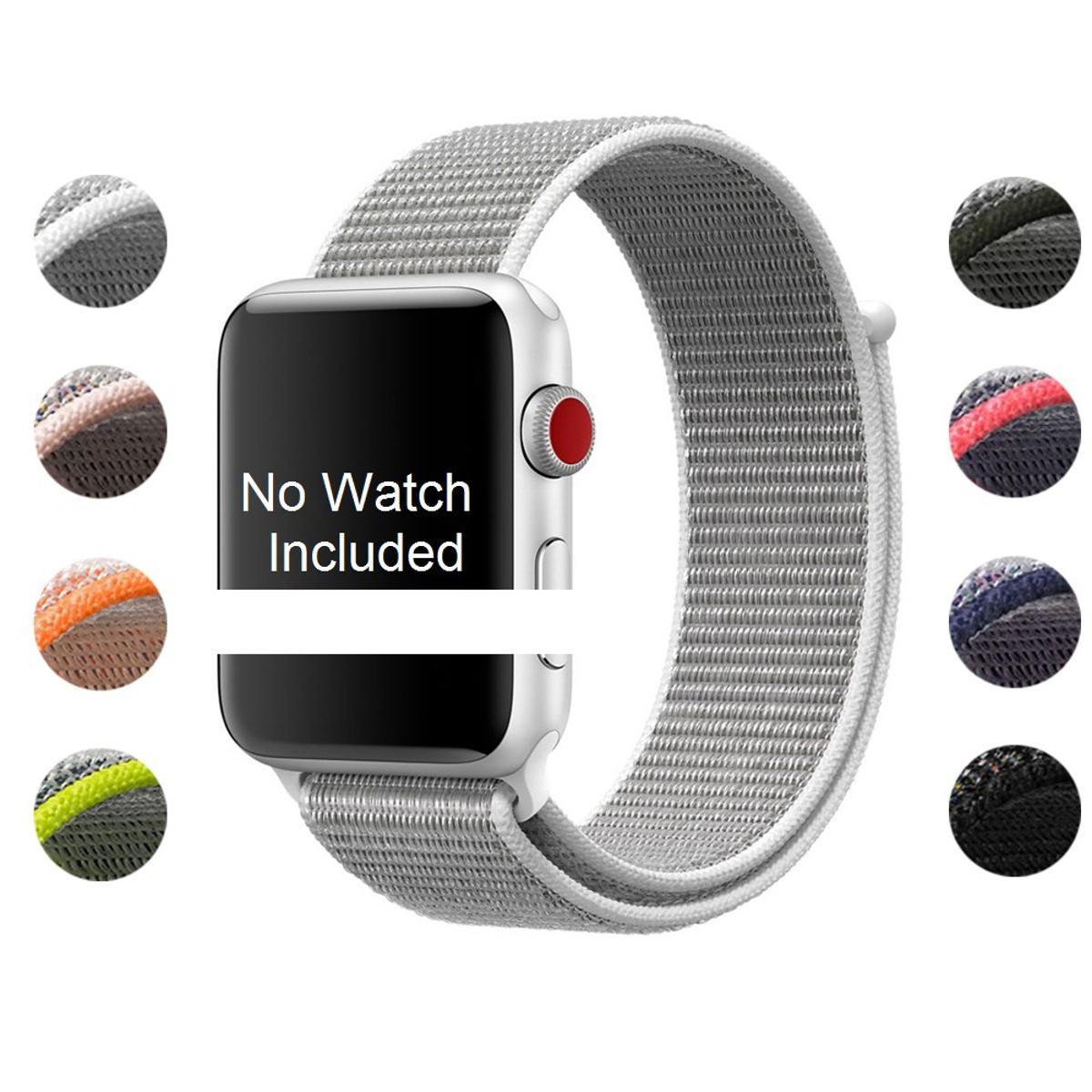 Woven Nylon Sport Loop Replacment Band Strap for Ap-ple Watch 42mm/44mm iWatch SE, Series 6/5/4/3/2/1 (Gray Milk White) Smart Watch Strap  (Silver Milk white) hi Quality
