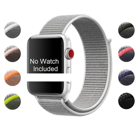 Woven Nylon Sport Loop Replacment Band Strap for Ap-ple Watch 42mm/44mm iWatch SE, Series 6/5/4/3/2/1 (Gray Milk White) Smart Watch Strap  (Silver Milk white) hi Quality