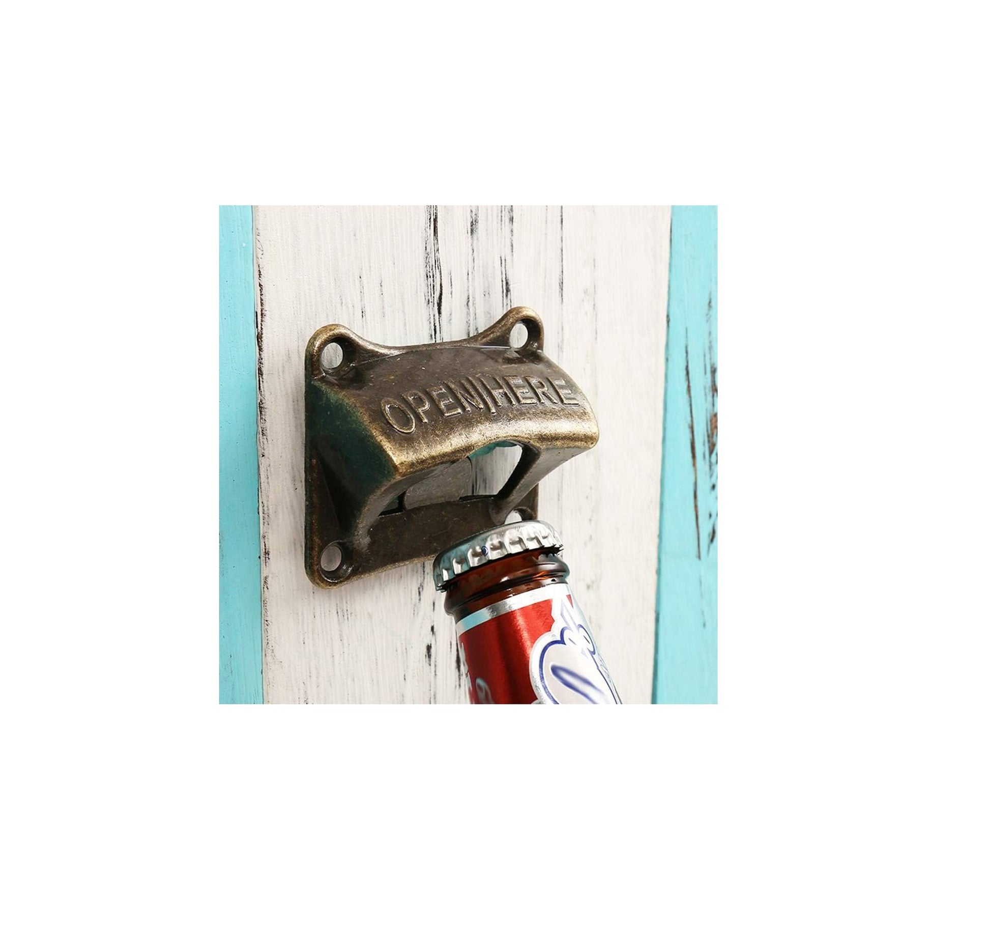Vintage Bronze Wall Mounted Bottle Opener for Men – Rustic Beer & Soda Cap Opener, Retro Bar Accessories, Heavy Duty Metal Wine & Beer Opener