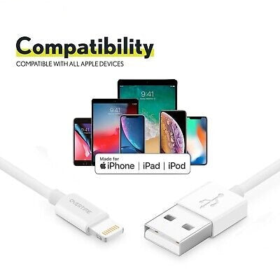 USB-A to Lightning Data and Charging Cable Branded High Quality Fast Charging Copper Core Cable for Phone Pad Durable Long Life Sync Wire
