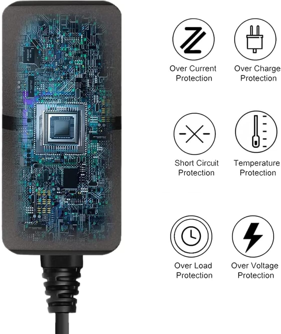 8V 2A AC to DC Power Adapter L Shape DC Pin 5.5mm x 2.5mm | 100-240V Input | Switching Power Supply | Long Cable | High Quality