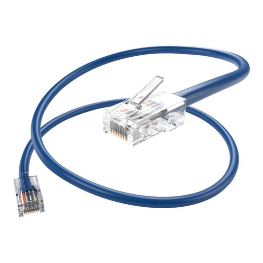 Cat6e 1 Meter 100% Copper Ethernet Cable, 23AWG Network Cable with RJ45 Gold Plated Connector, 4 Pair Stranded Bare Copper, Bootless Unshielded Twisted Pair (UTP) Internet Patch Cable, Blue, Cable Wholesale