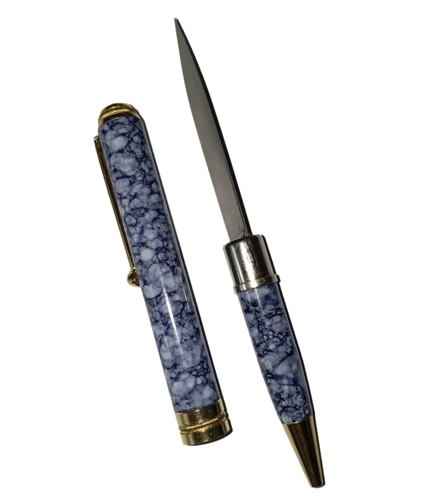 ✒️ Premium Solid Metal Made Marble Pattern Pockit Pen & Letter Opener Frute Cuting Self Defance Set  Elegant Design | Office & Gift Use