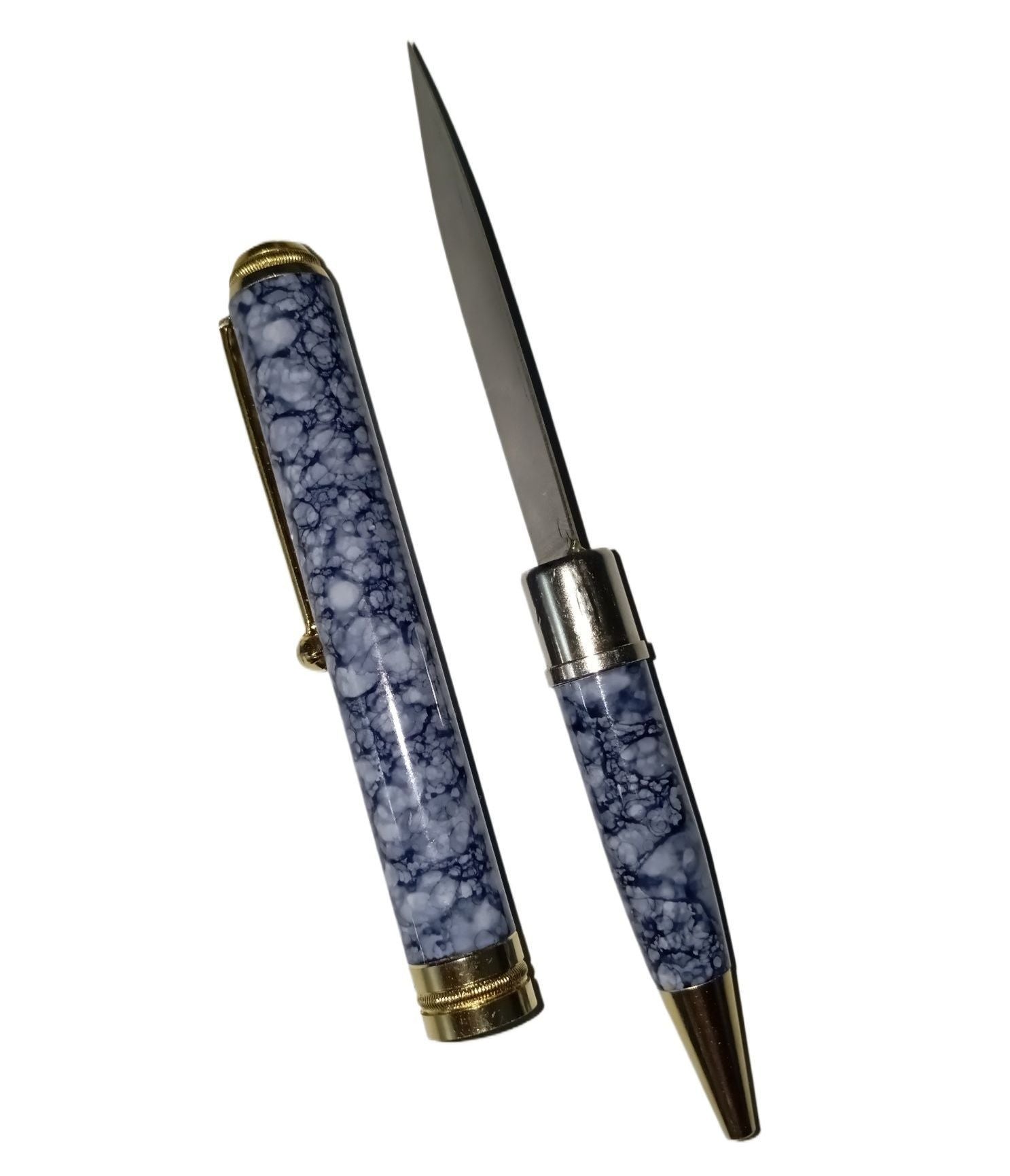 ✒️ Premium Solid Metal Made Marble Pattern Pockit Pen & Letter Opener Frute Cuting Self Defance Set  Elegant Design | Office & Gift Use