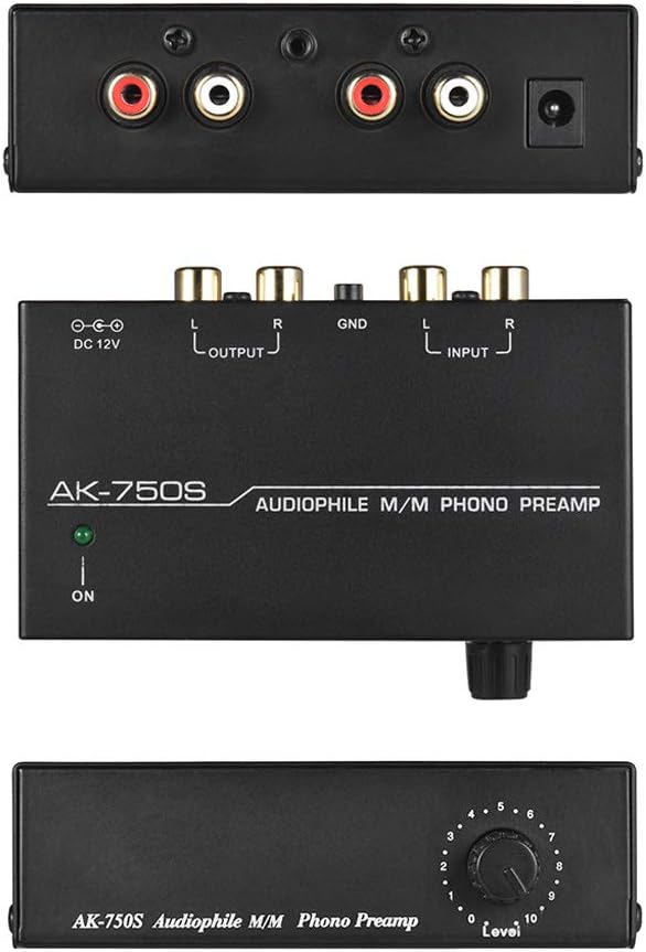 Generic Phono Preamp, AK-750S Audio Fan M/M Phono Preamp Amplifier, Level Control Preamp Amplifier RCA Input Output Interface US/EU Plug Adapter European Regulations