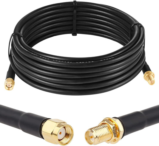 RP-SMA Male to RP-SMA Female Coax Cable, XRDS -RF 15ft Low Loss RG58 RP-SMA WiFi Antenna Extension Coax Cable for WiFi LAN Router Wireless Network Card Adapter