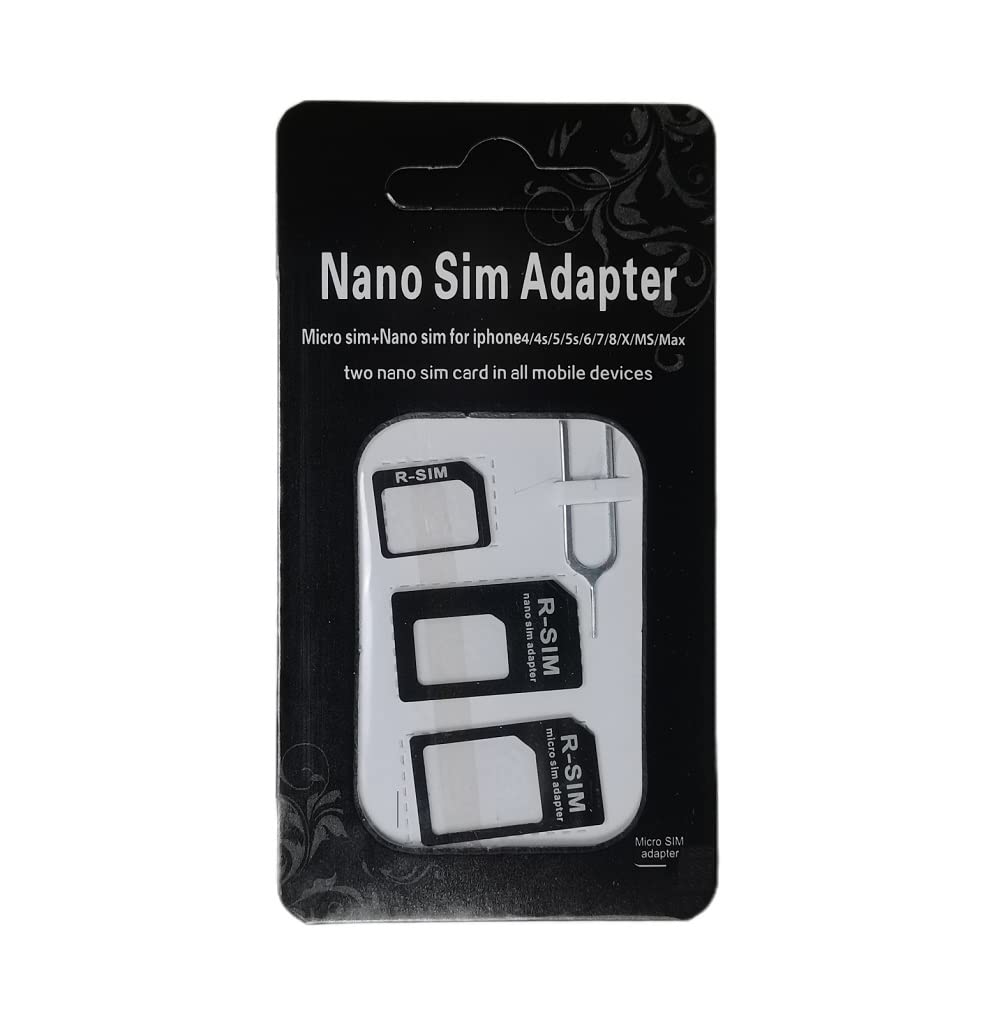 Pack 1 Nano ject Card Adapter, Converter Kit Nano to Micro SM/Standard with Tray Eject Pin for iPhone,Android Smartphones and Mifi Hotspot Devices