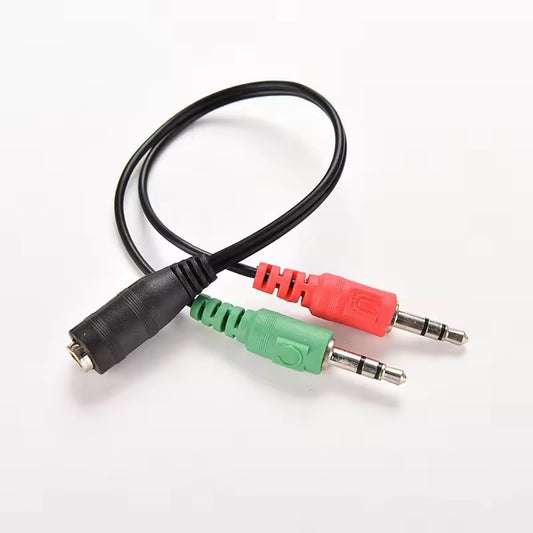 Headset and Microphone Splitter Cable for PC 3.5mm Jack Headphones Audio Adapter Convertors 3.5mm Female to 2 Dual 3.5mm Male for Computer Simultaneously Y Splitter