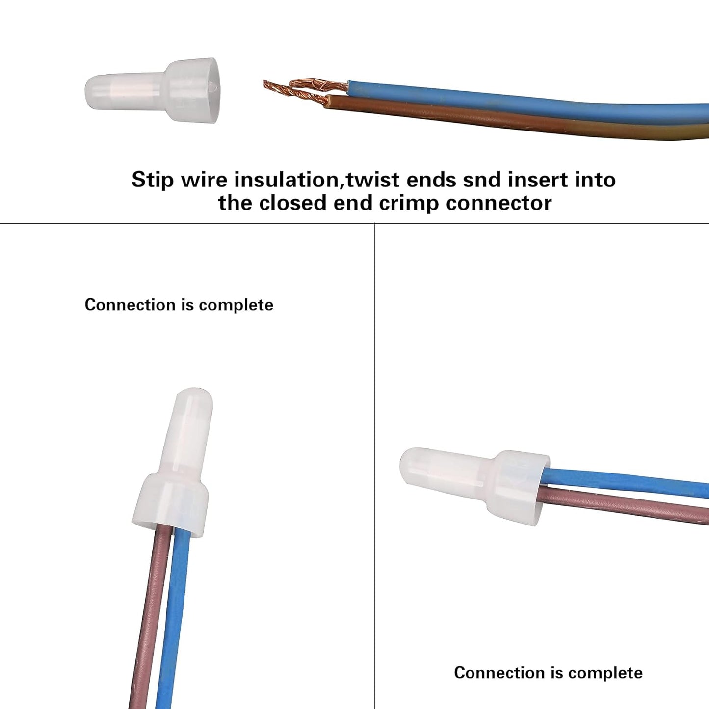 Closed End Crimp TerminalCE1 CE2 CE3 Nylon Wire Connector22-16/16-14/12-10 AWG – Aluminum Core UL Listed Wire Cap Connector