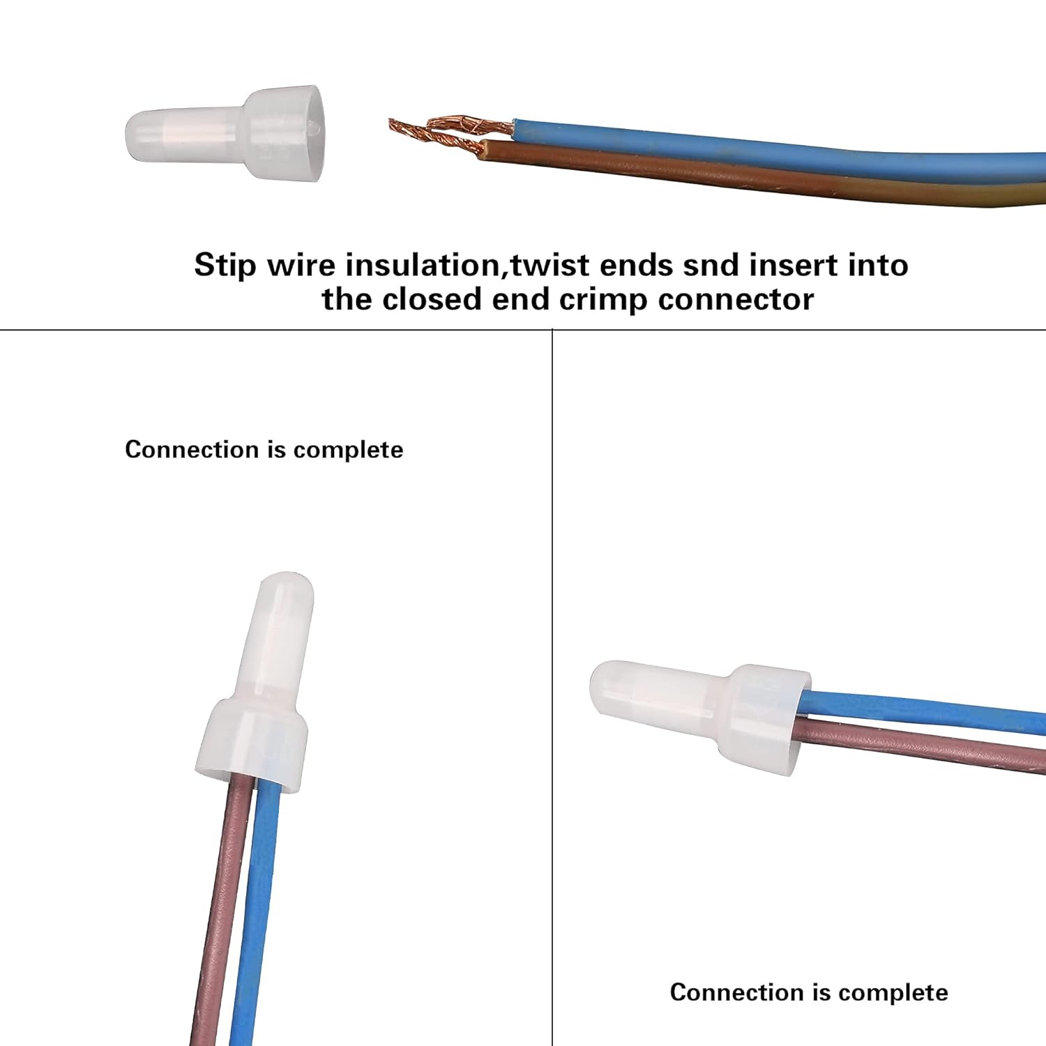 Closed End Crimp TerminalCE1 CE2 CE3 Nylon Wire Connector22-16/16-14/12-10 AWG – Aluminum Core UL Listed Wire Cap Connector