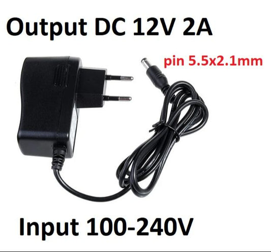 12V 2A Power Supply AC Adapter 1Pack for CCTV Security Camera, Led Strip Lights, Router, Printer, Breast Bump and Other 12 Volt Electronics Devices Less Than 2 Amp