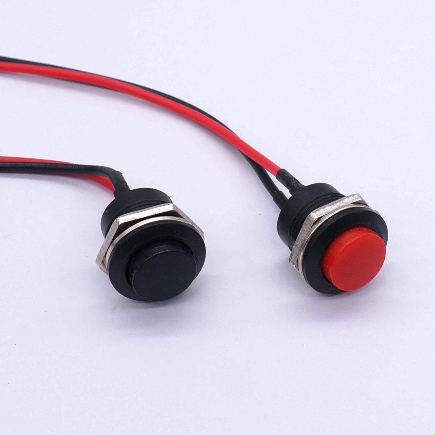 16mm Push Button Switch ON/OFF Momentary | 12V Round Push Button Power Switch with Pre-Wired Cable Red And Black color