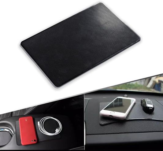 1 PC Car Dashboard Anti-Slip Mat, 18 cm x 13 cm Grid PU Strong Adhesive Mat, Multi-Functional Storage Fixing Pad for Mobile Phone Sunglasses Keys and Coins, Universal Car Accessories (Black)