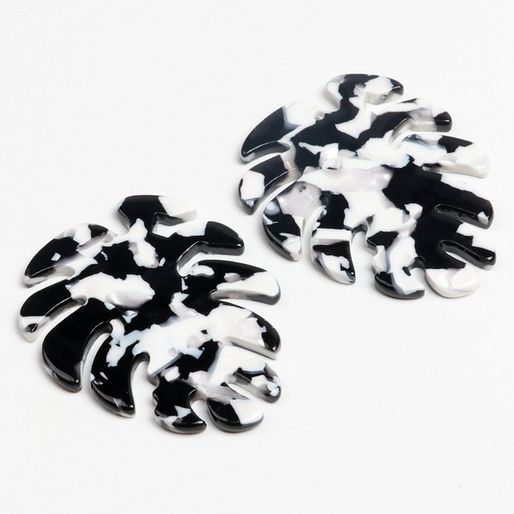 Tortoise Shell Acetate Acryli Earring Charms,Monstera Leaf Shaped Pendant,Earring Parts