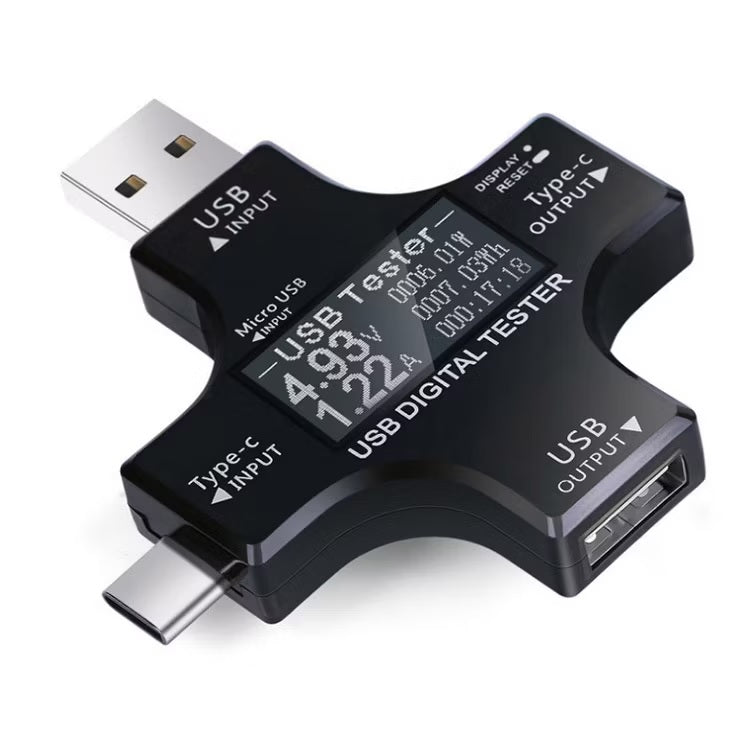 USB C Tester Multifunctional USB Safety Tester Voltage Meters USB 2 in 1 Type C Pd USB Power Current Voltage Meter Tester Voltmeter