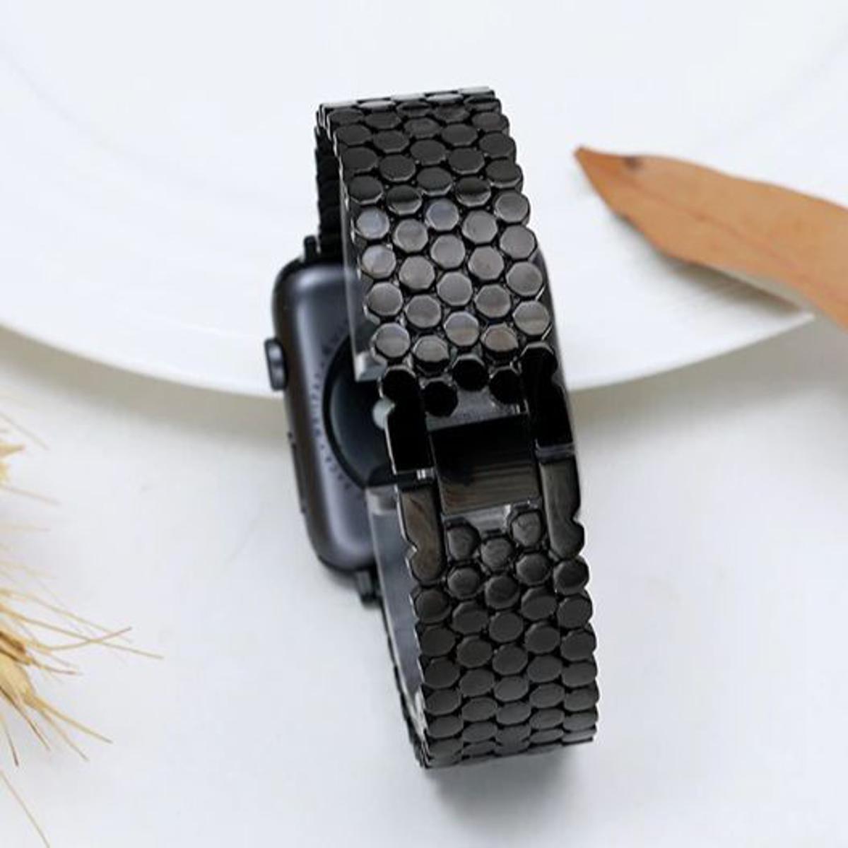 i Watch Replacement for Smart Watch  42mm / 44mm /45mm Fish-Scale Pattern IWatch Stainless Steel Chain Zinc Alloy Steel Strip for I Watch Series 5 4 3 2 1