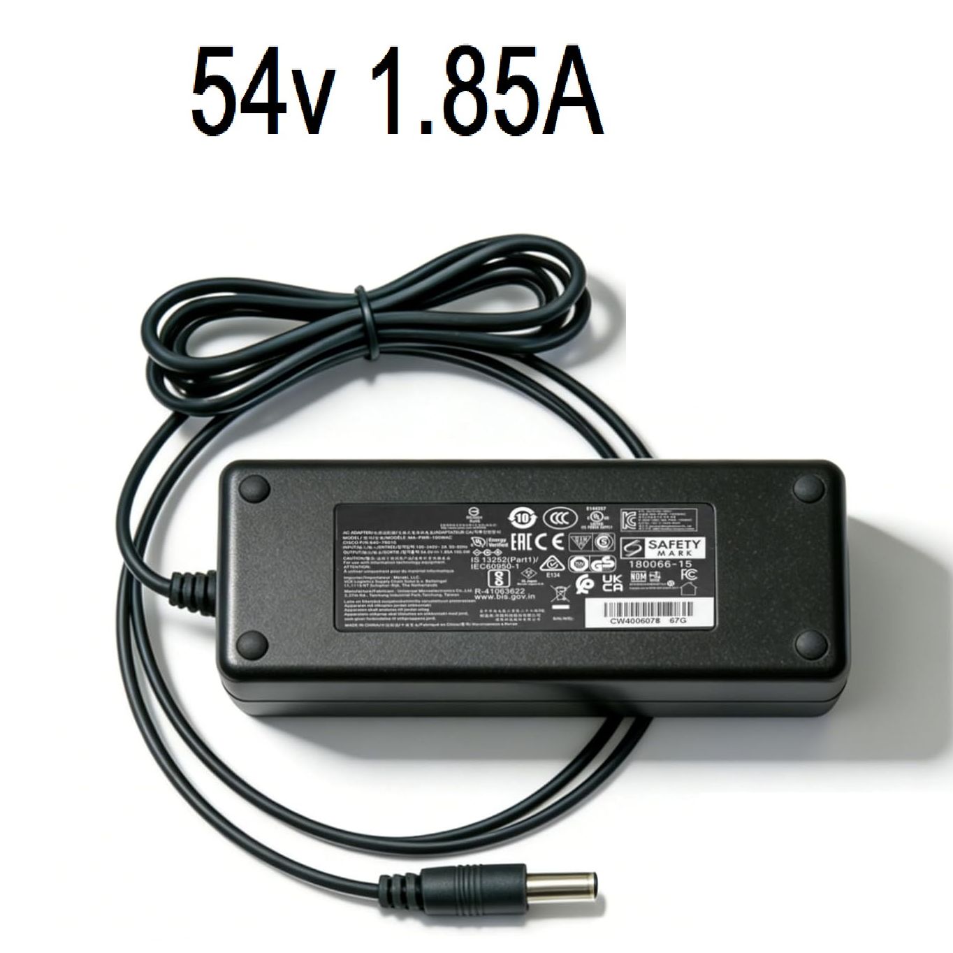 Universal 54V 1.85A 100W Power Supply 6.5mm Pin for Meraki MA-PWR-100WAC (640-76010) – Compatible with MX68, MX68W, MX68CW, MX75