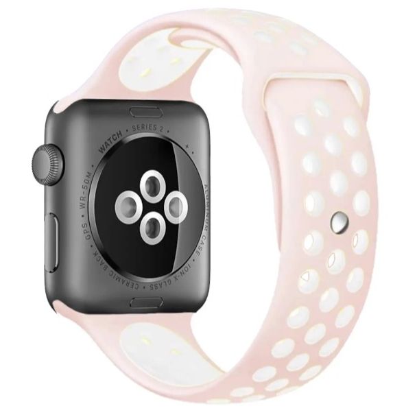 Tea Pink / White Breathable Sports Watch Band Soft Silicon Strap With Anti Lost Lock For i Watch Series 5 4 3 Smart Watch 38mm 40mm Wrist Bracelet Strap Watch Belt (watch Not Included)