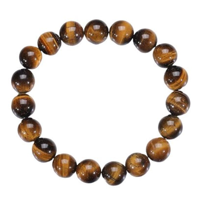 Lucky Brown and Black Tiger Eye Natural Stone Bracelet, Elastic with 8 mm Beads