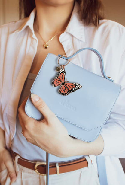 Cute Monarch Butterfly Keychain Coral Pink & Gold Butterfly Gift Keychain Accessories for Women Back pack,