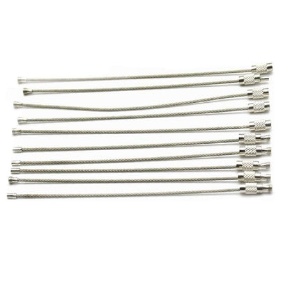 2 pcs Stainless Steel Wire Keychain Screw Lock Cable Ring 20cm x 2mm – Premium Heavy Duty Key Ring for Outdoor Hiking, Camping & Travel
