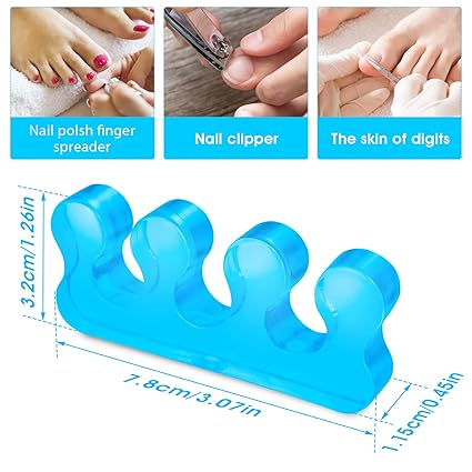 Toe Separators for Nail Polish, Silicone Toe Separator, Straighteners and Correctors for Overlapping Toes, Bunions, Hammer Toe, Foot Pain Relief for Men and Women (Blue)