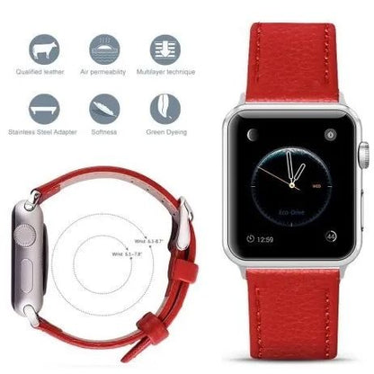 Leather i Watch Band – Red 42mm 44mm 45mm 49mm Rose Gold