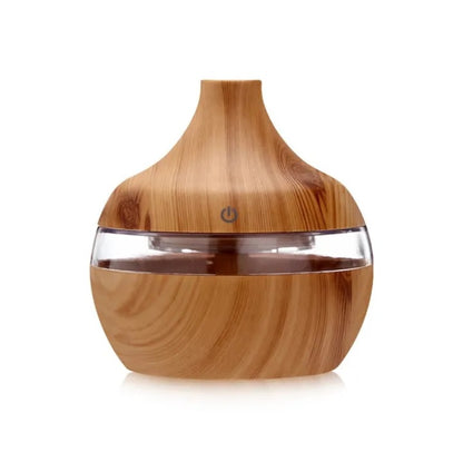 Mini LED Ultrasonic Humidifier – 300ML | Cool Mist | USB Powered | Multicolor Night Light | Light Wood Grain,