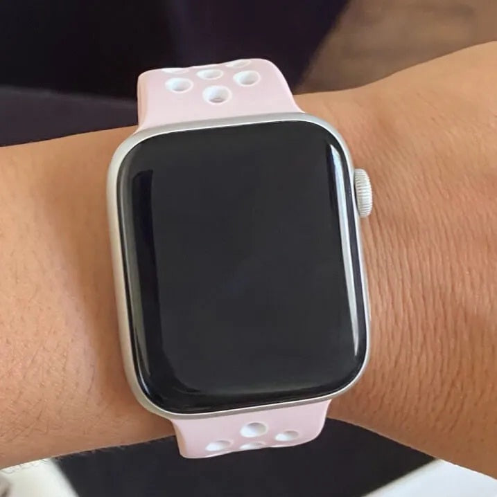 Tea Pink / White Breathable Sports Watch Band Soft Silicon Strap With Anti Lost Lock For i Watch Series 5 4 3 Smart Watch 38mm 40mm Wrist Bracelet Strap Watch Belt (watch Not Included)