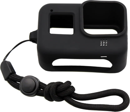 Full Body Soft Silicone Case for GoPro Hero 8 Black with Wrist Strap – Shockproof Protective Cover (Black)