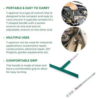 12mm T-Wrench Spanner Socket Handle | Anti-Slip T-Handle Wrench Tool | Heavy Duty, High Quality, Branded Hand Tool