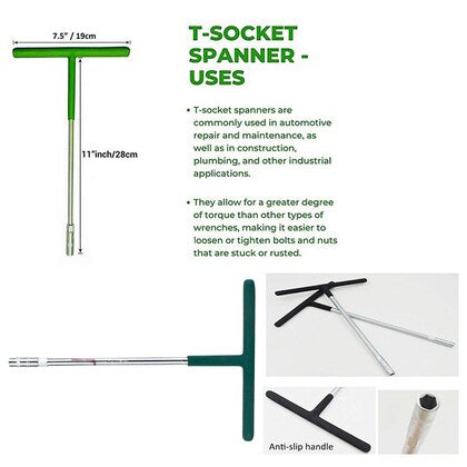 12mm T-Wrench Spanner Socket Handle | Anti-Slip T-Handle Wrench Tool | Heavy Duty, High Quality, Branded Hand Tool