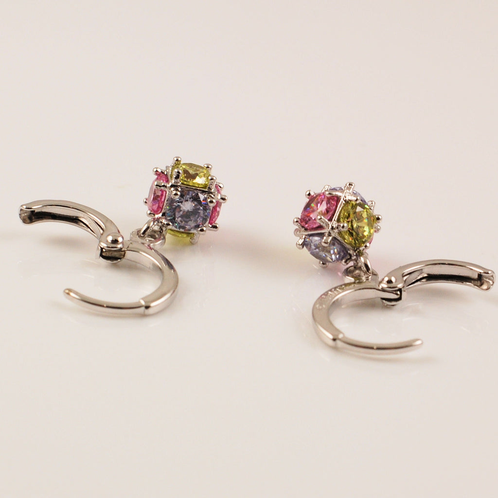 ✨ Elegant Multicolor Crystal Hoop Earrings  Silver-Tone | Premium Finish | Lightweight & Stylish