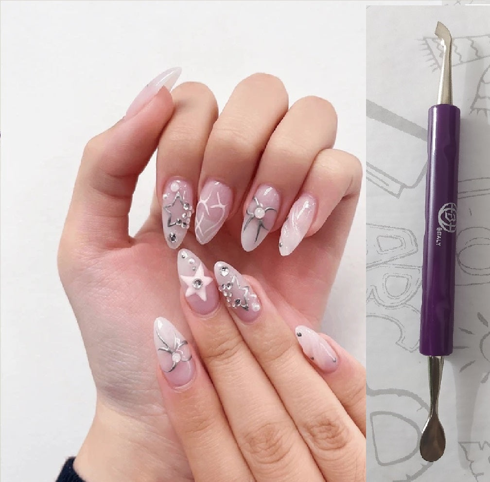 Stainless Steel Ingrown Finger & Toenail Cleaning and Cutting Tool – Dual-Ended Cuticle Pusher, Spoon Knife Gauge Nail Cleaner, Dead Skin Remover for Gel Polish, Manicure & Pedicure (Professional & Personal Use)