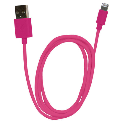 Pink USB cable with connectors on a white background