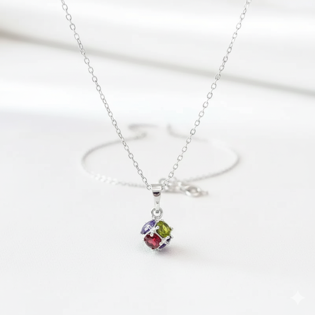 💎 Elegant Multicolor Gemstone Pendant Necklace – Timeless Beauty