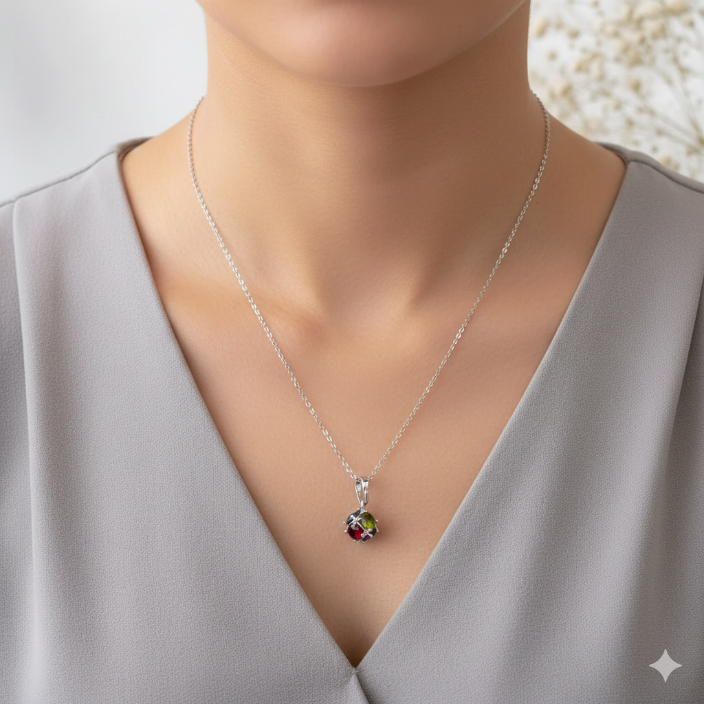 💎 Elegant Multicolor Gemstone Pendant Necklace – Timeless Beauty