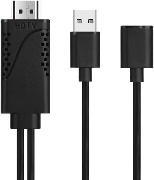 1080P HDTV Adapter Cable HDMI Male to USB Male and Female 1M HDMI HD Video Converter for iPhone Android Type-C Smart Phones With Power